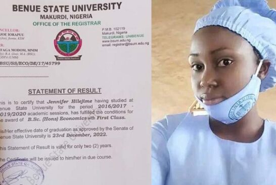 Jennifer Hilejime: Orphan Who Graduated With First Class In Benue