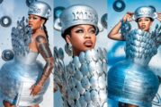 Toyin Lawani Marks 41st Birthday With A Symbolic Masterpiece Dress Made Of Silver Spoons And Pots (Photos)