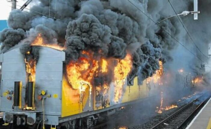 Fire Guts Section Of Lagos Blue Rail Mass Transit 