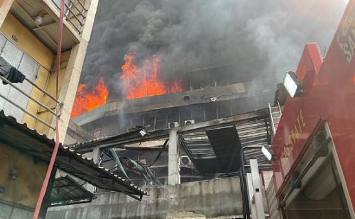 Goods Destroyed As Fire Guts 10-Storey Lagos Market Building