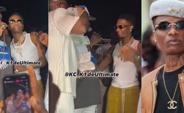 Wizkid Joins Wasiu Ayinde On Stage, Showers Him With Bundles Of Naira Notes