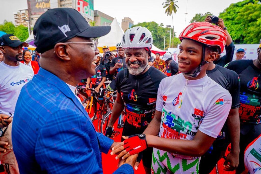 Gov. Sanwo-Olu Presents Guinness World Record to Autistic Cyclist, Kanyeyachukwu