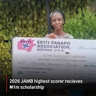2026 JAMB Highest Scorer Recieves ₦1m Scholarship
