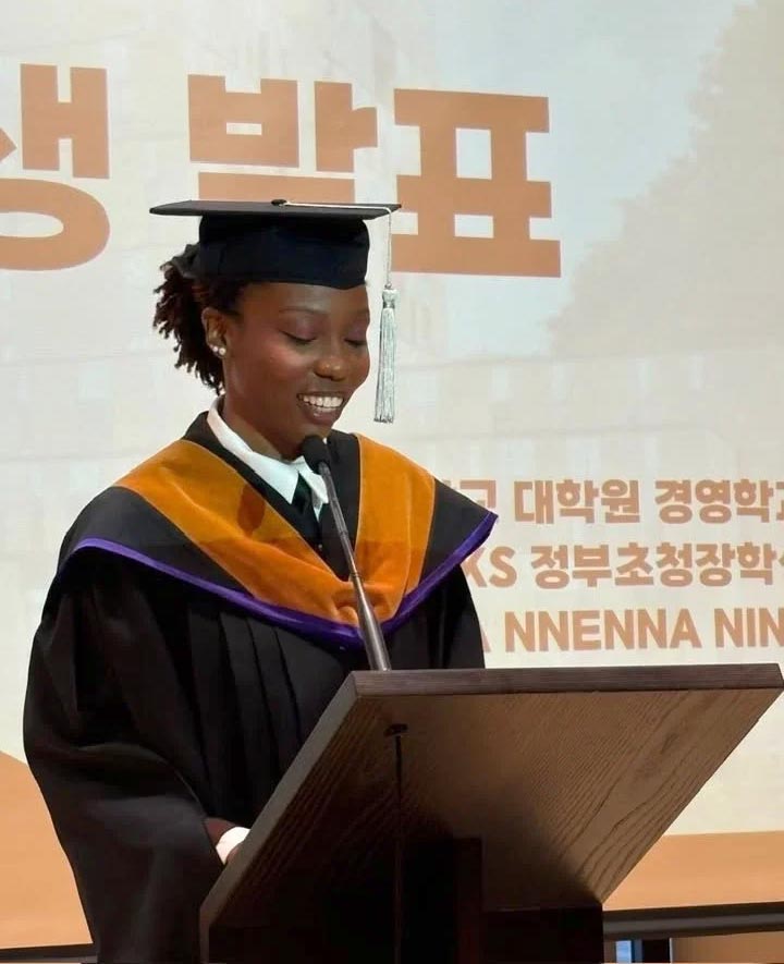 A Nigerian student, Nnenna Onyima, graduated as an International-class Valedictorian at South Korea’s Daejeon University