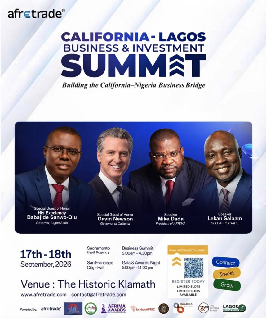 Sanwo-Olu, AFRIMA Founder, Governor of California, Afretrade CEO, Others to Speak at California–Lagos Business Summit