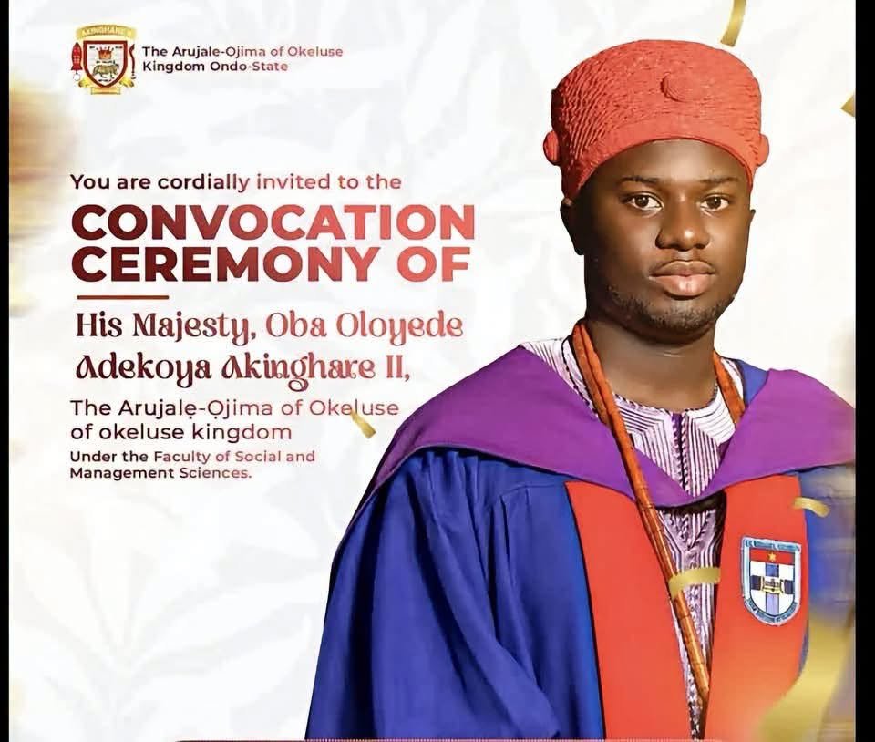 Crown and Cap: Nigeria’s Youngest Yoruba King Walks Across the Graduation Stage at Afe Babalola University